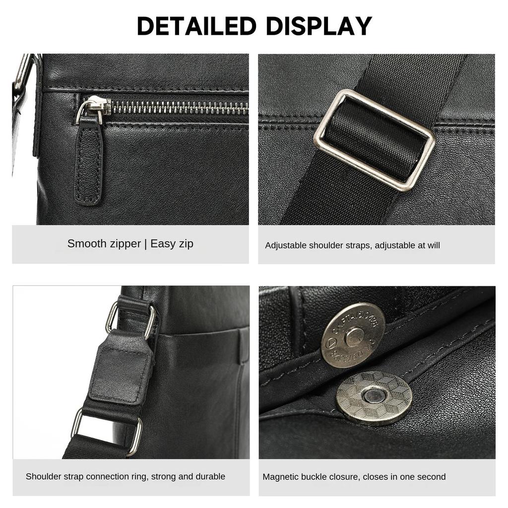 Men's Vertical Leather Crossbody Bag 22 x 6 x 25.5cm