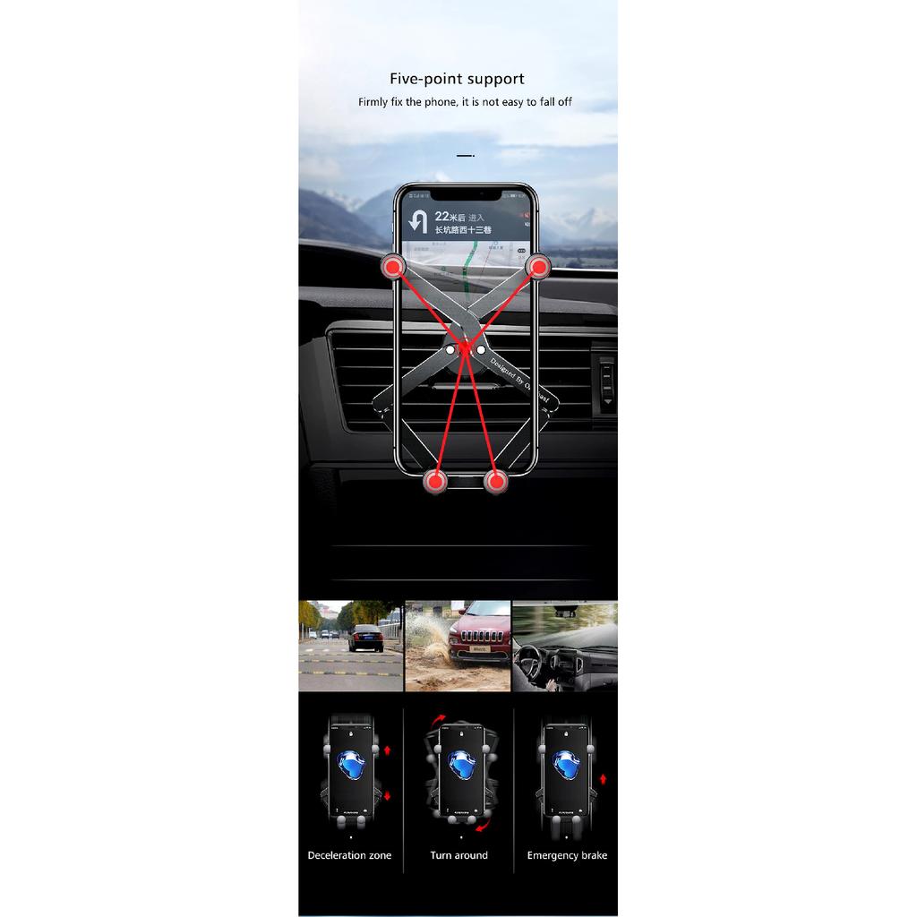 Gravity Car Phone Holder Cell Phone Stand Support GPS Telefon Mount For iPhone 12 13 Pro Max Xiaomi Mobile Phone Charging Holder