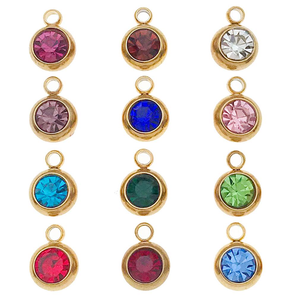 DIY alloy jewelry accessories inlaid with colored diamonds, twelve-star birthstone, birthstone, zodiac stone necklace, bracelet, small pendant.