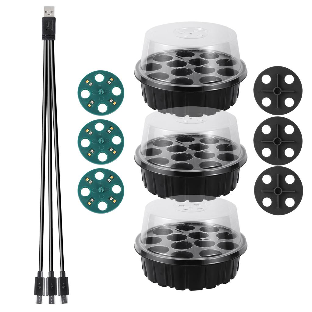 Tall Full Spectrum LED Grow Lights Seedling Tray Seed Starter Germination Box Greenhouse Indoor Garden Growing Pot 6/12/13 Cells