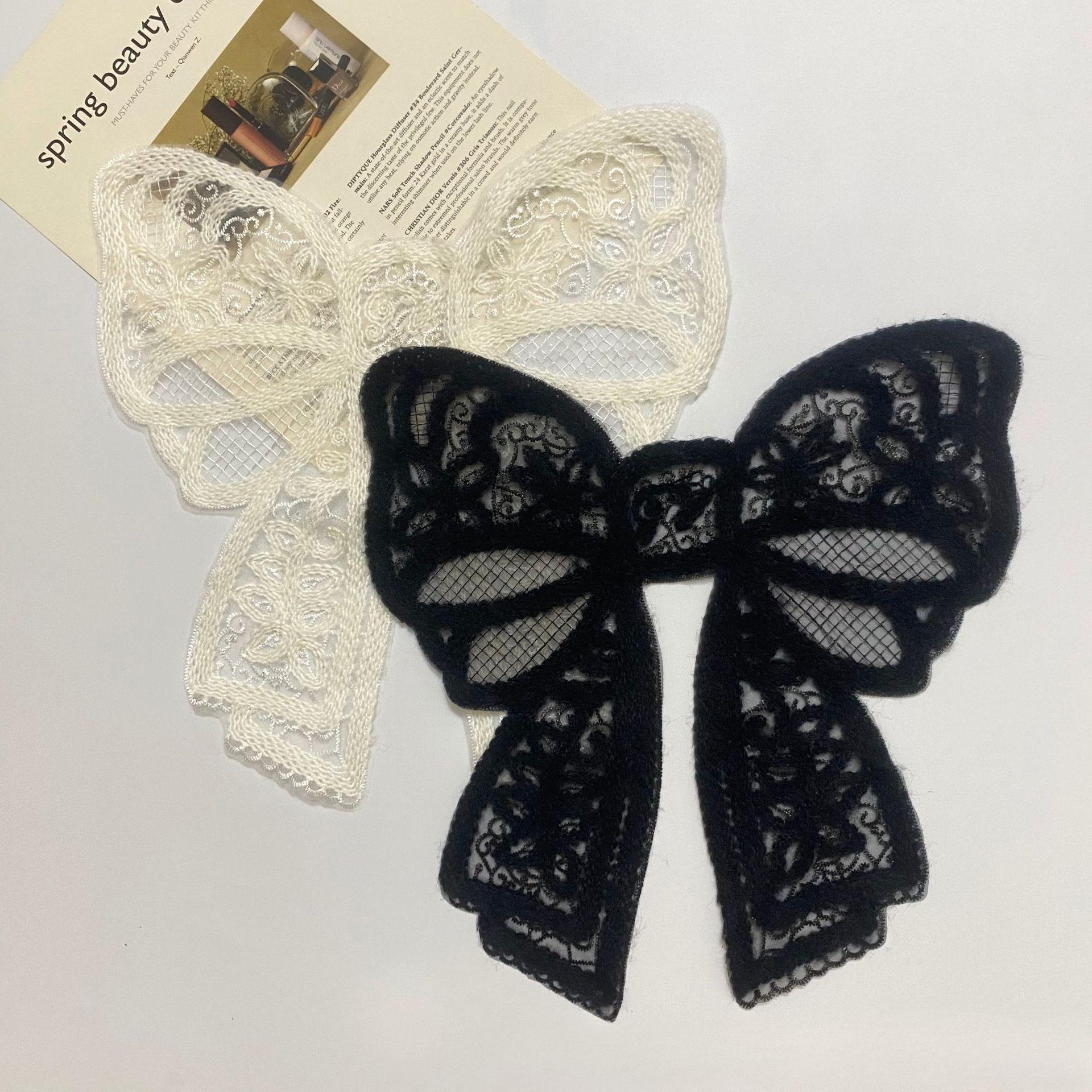 

2pcs Embroidery Collar Flower Fashion Diamond Bow Knot Chest Flower Nail Bead Three-dimensional Flower Women