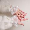 Elegant Lace Sleeves Wrist Cuffs with Artificial Pearls And Bowknot Decors For Daily Outfit Various Event Dressingup