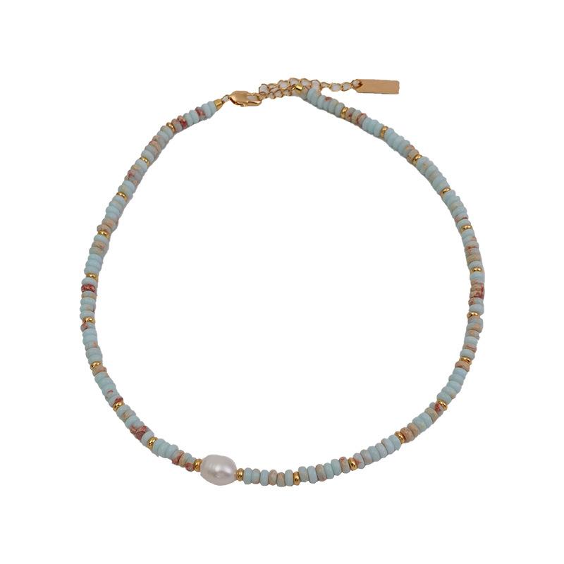 Halskette aus Shoushan-Stein, Schlüsselbeinkette aus natürlicher Schlangenhaut-Abakus-Perle, schlichte literarische und High-End-Halskette aus Süßwasserperlen im Retro-Stil