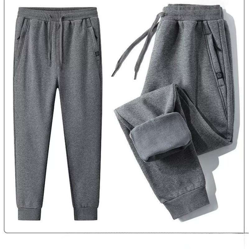 Men's Korean-Style Sweatpants Casual Long Pants for Spring Autumn and Winter Fleece-Lined Thickened Warmth Cuffed Sports Pants