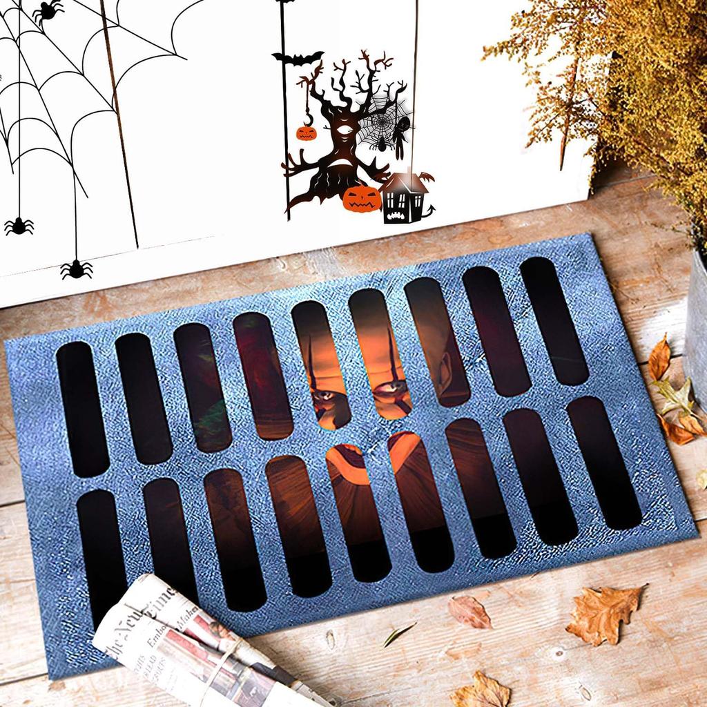 VIKAMA Halloween Horror Clown Doormat 3D Sewer Bathroom Kitchen Floor Mat Indoor Outdoor Entryway Rug Home Decor