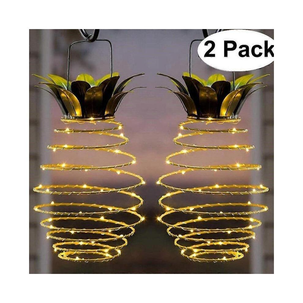 2Pcs Solar Lights Pineapple Lights Hanging Outdoor Decor Waterproof Wall Lamp Decor Garden