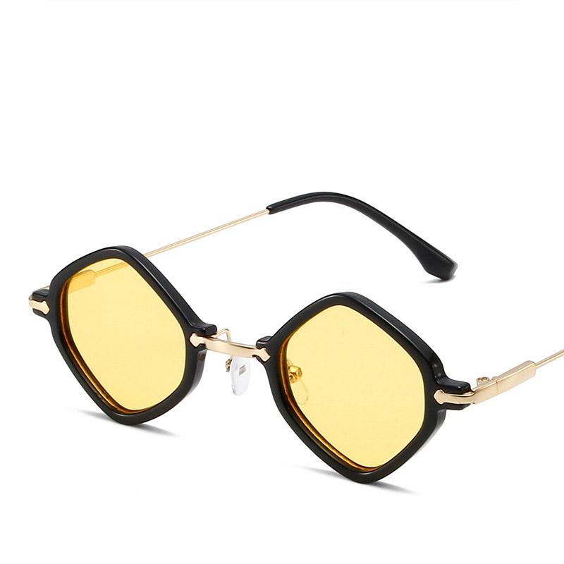 Unpolarisiert Neue Vintage Rhombus Punk Hip Hop Sonnenbrille Damen Koreanisch Quadratisch Kleiner Rahmen Metall Klein Persönlichkeit Verlauf Sonnenbrille Shades