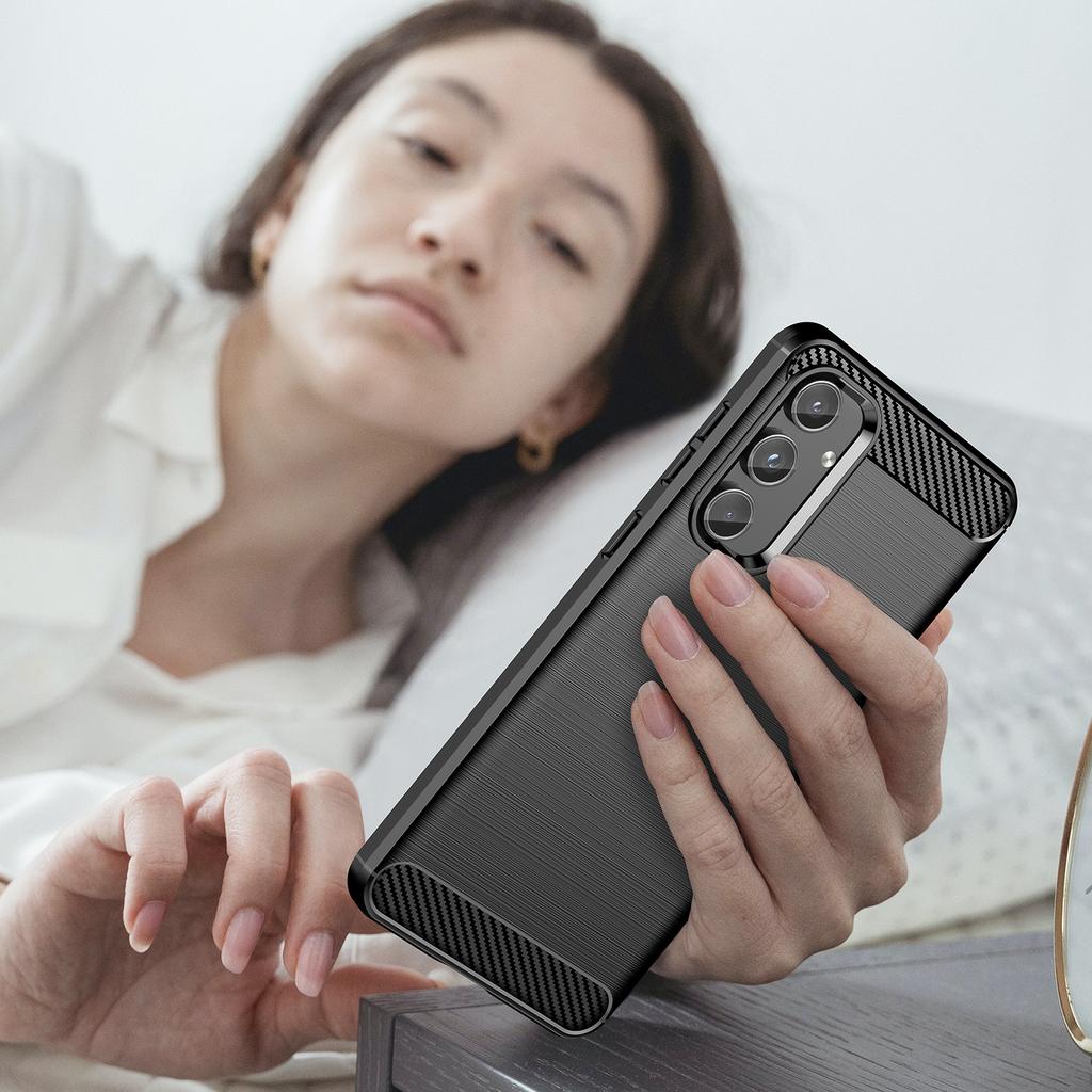 For Samsung Galaxy M55 5G/C55 5G/F55 5G Brushed Phone Case Carbon Fiber Texture Soft TPU Cover