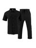 Men's Linen Beach Casual Set: Short Sleeve Shirt & Long Pants Summer Collection