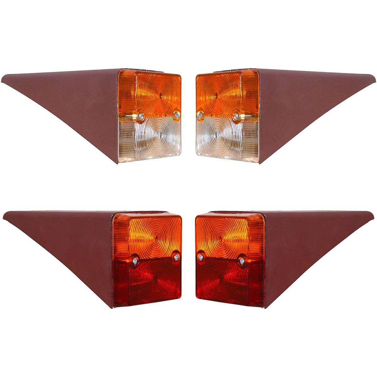 

Side indicator & taillight set for IHC/McCormick tractors 323, 423, 353, 453, D323 – 4 pieces, metal housing, 12V/21W, including bulbs 12V чёрный