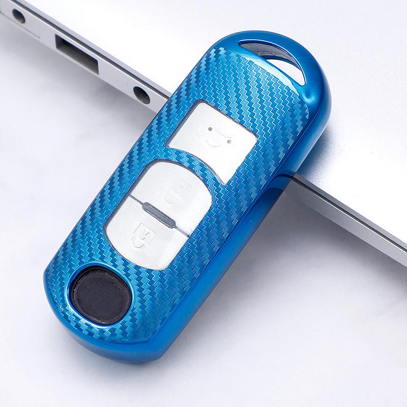 Mazda 3 Axela Key Case: Carbon Fiber Remote Shell for CX4, Atenza, CX5 синий