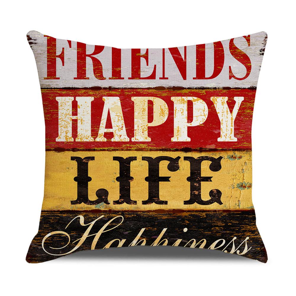 Retro American Wooden Board Letters Admonishment Digital Printing Linen Pillowcase New Home