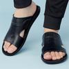 Hausschuhe für Herren Mode Rindsleder Hausschuhe Outdoor Freizeit Strandhausschuhe Herren Flache Hausschuhe Sommerurlaub Römische Sandalen