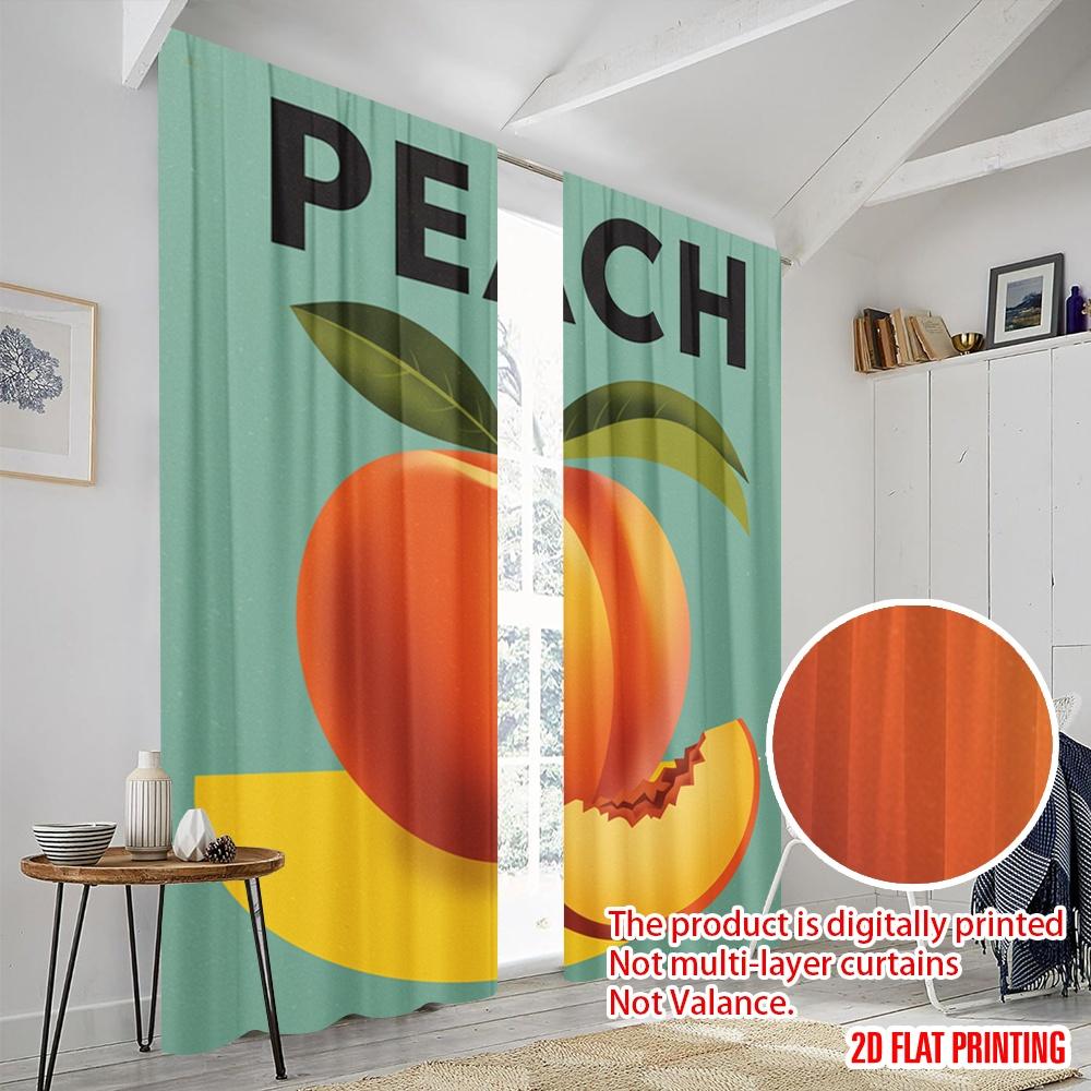 2pcs 2D flat printing Scene Curtain Bauhaus Peach Collection Polyester Without Electricity Seasonal Party & Holiday Decor
