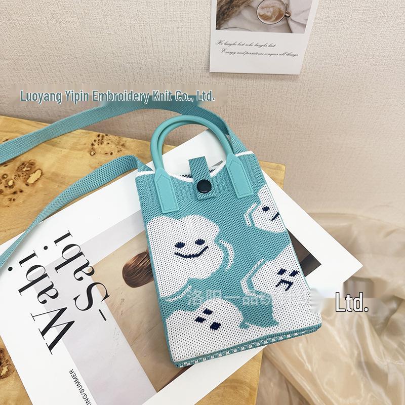Cute Cartoon Dopamine Knit Crossbody Phone and Coin Bag