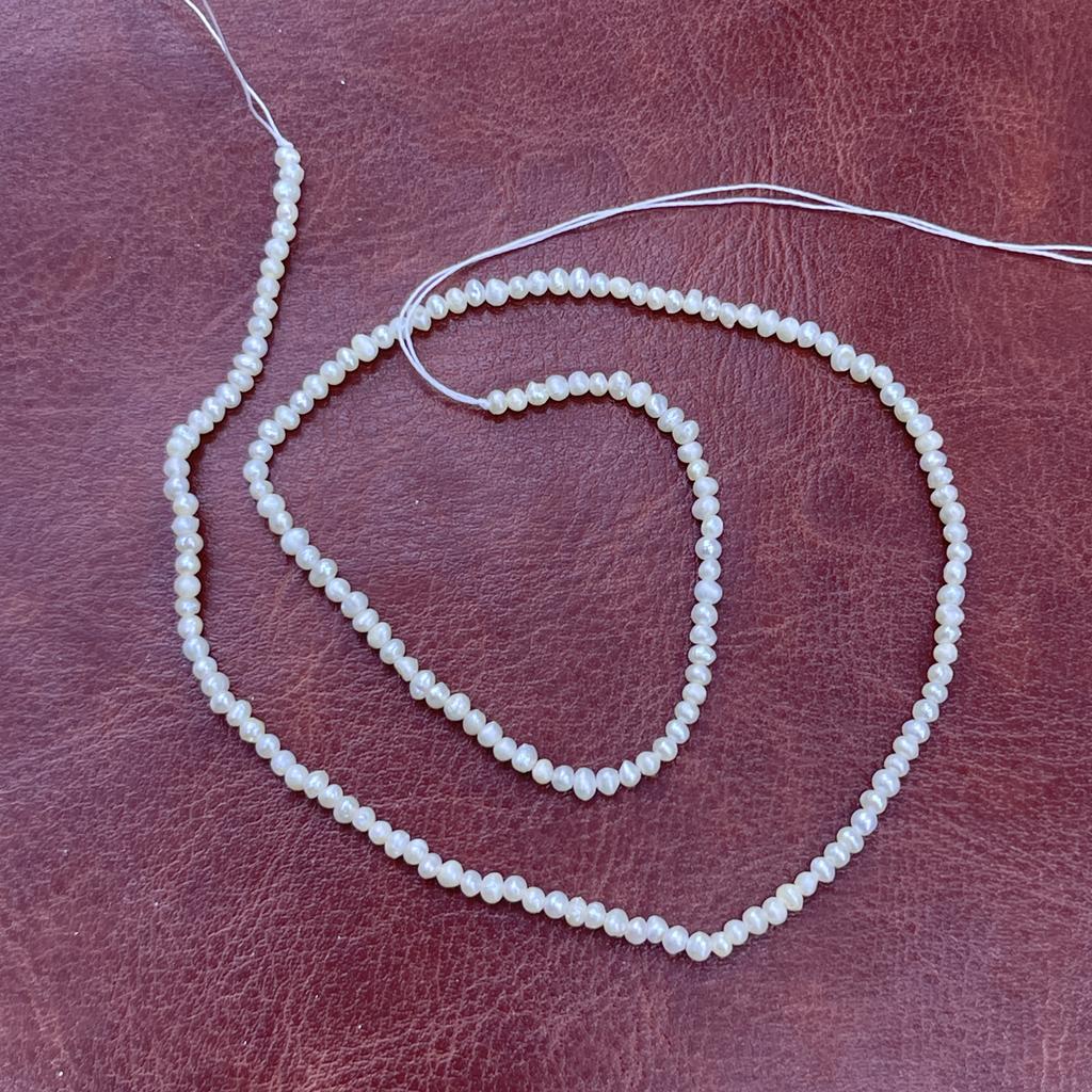 1String, White Natural Freshwater Pearls, Handmade Steamed Bun Pearl Beads for Jewelry Making DIY Crafts (Beads 2-2.5mm, Length 36cm)