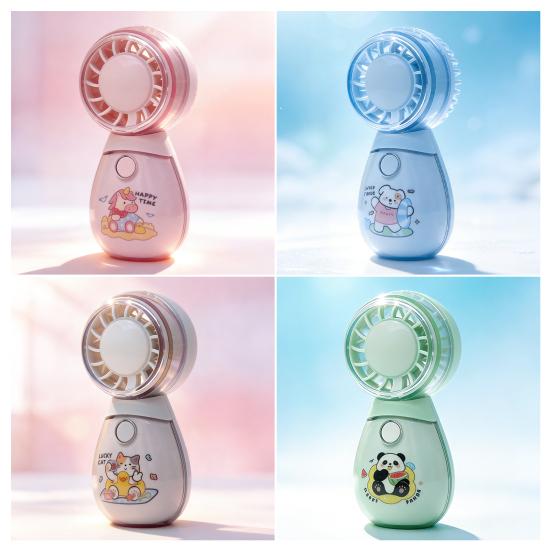 Mini Cartoon Animal Handheld Fan with Lanyard High Speed Wind USB Rechargeable Summer