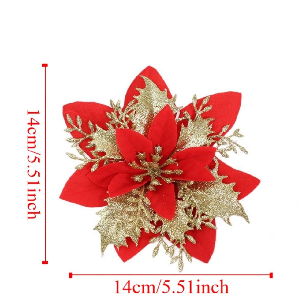 10Pcs with Clips Artificial Flowers for Christmas Tree Christmas Fake Flowers Pendant Home Decor