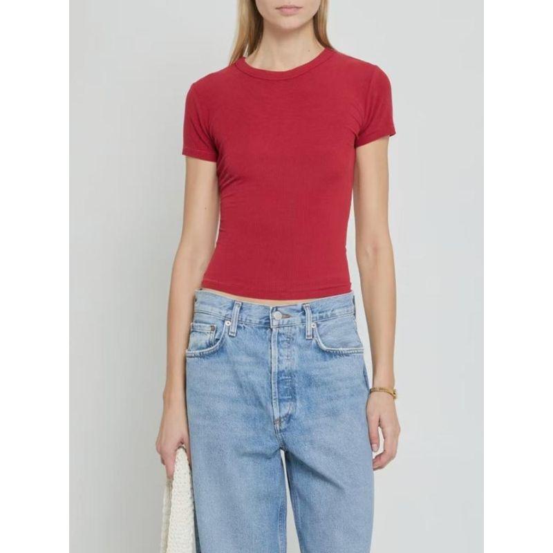 Skims Kardashian Original Soft Lounge Modal Rib Stretch Silm Round Neck Short Sleeve Tops