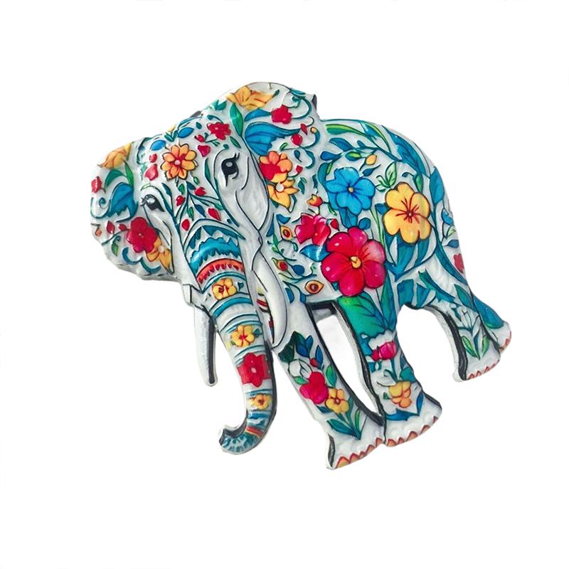 Cute Elephant Bohemian Pattern Resin Relief Magnet Traditional Design Stereo Relief For Refrigerator Travel Souvenir Magnetic