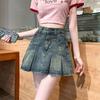 2025 Sommer High-Waist A-Linien Falten Denimrock - Hüftbetont, Vielseitig, Petite Passform
