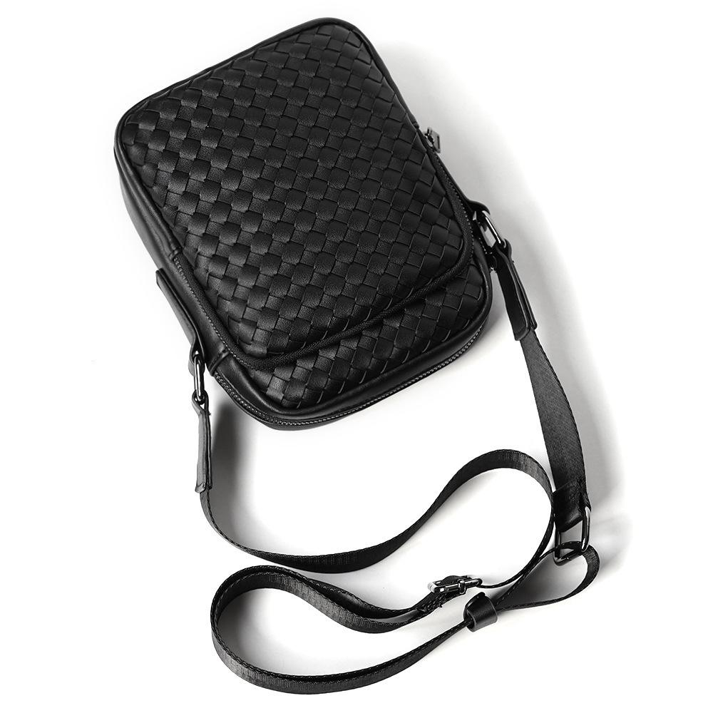 TS JYL laptop bag,Handmade Woven Men Crossbody Bag Korean Style Casual Small Shoulder Bag