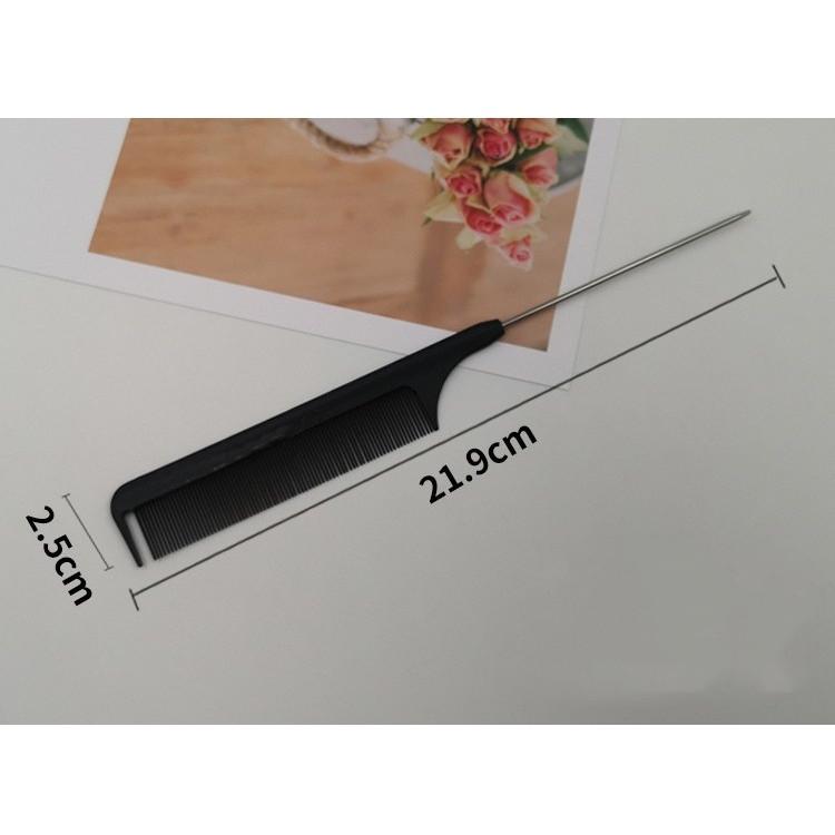 New Black Rat Tail Hair Comb Professional Barber Salon Hair Cut Comb Stainless Steel Spiked Hair Comb Head Care Styling Tools