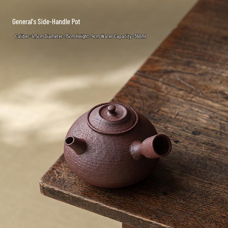 Guanlan Coarse Pottery Dual-use Charcoal Stove & Side-handle Teapot for Outdoor Tea Brewing