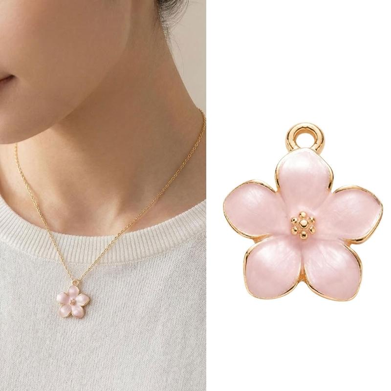 Glossy Flower Pendant Charm with Raised Center and Gold-Tone Outline for Keychain, Bag Charm, and Jewelry Making