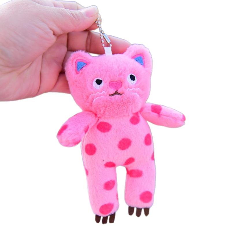 Kawaii Cat Plush Keychain Cute Backpack Pendant Fluffy Soft Stuffed Animals Keyring Car Key Buckle Accessories For Girl Women