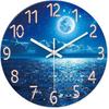 XFM Analog Blue Moon Wall Clock Silent Non Ticking Lake Decorative Wall Clock Battery Operated 12 Inch Glass Wall Clock for Kitchen Living Room
