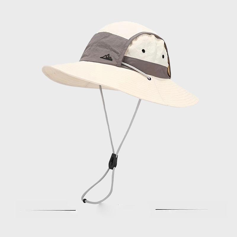 Spring summer new men outdoor travel sun protection women sun shading hat spliced large eave washed old fishing hiking hat