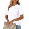 Women's Solid Color Range Round Neck Loose Short Sleeve T-shirt Pleated Top