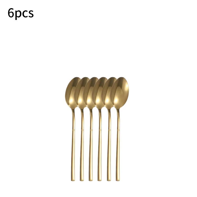 5/6/30pcs Household Stainless Steel Tableware Including Knife, Fork, Spoon, Dessert Spoon, Fruit Fork, Exquisite Dinner Tablewar