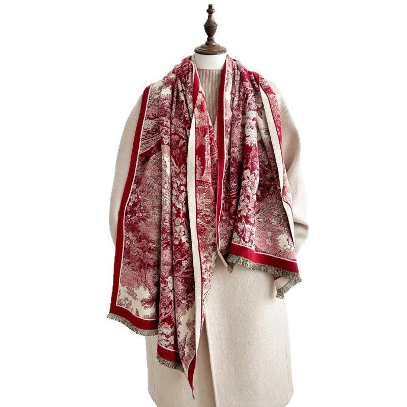 New Simple Imitation Cashmere Retro Style Scarf To Keep Warm Autumn and Winter Double-sided Shawl Scarf Women