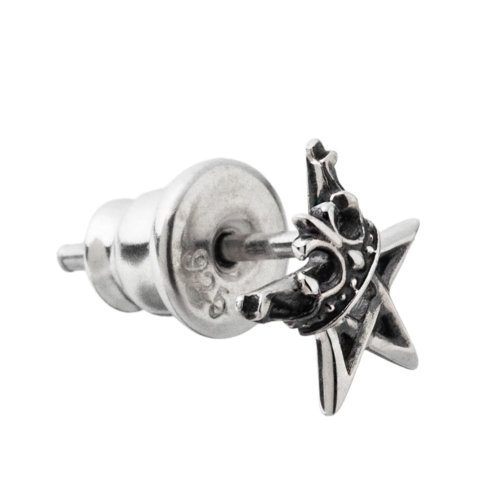 Artemis Kings Crown and Pentagram Earrings AKE0102 Silver Accessories for Men and Brand Stud 925 (Single Earring) Women, Jewelry, Silver, Earrings,