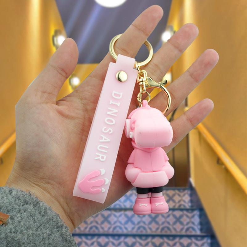 

Cheerful Cartoon Keychain Charms Colorful Rubber Key Rings For Car And Bag Accessories рожевий