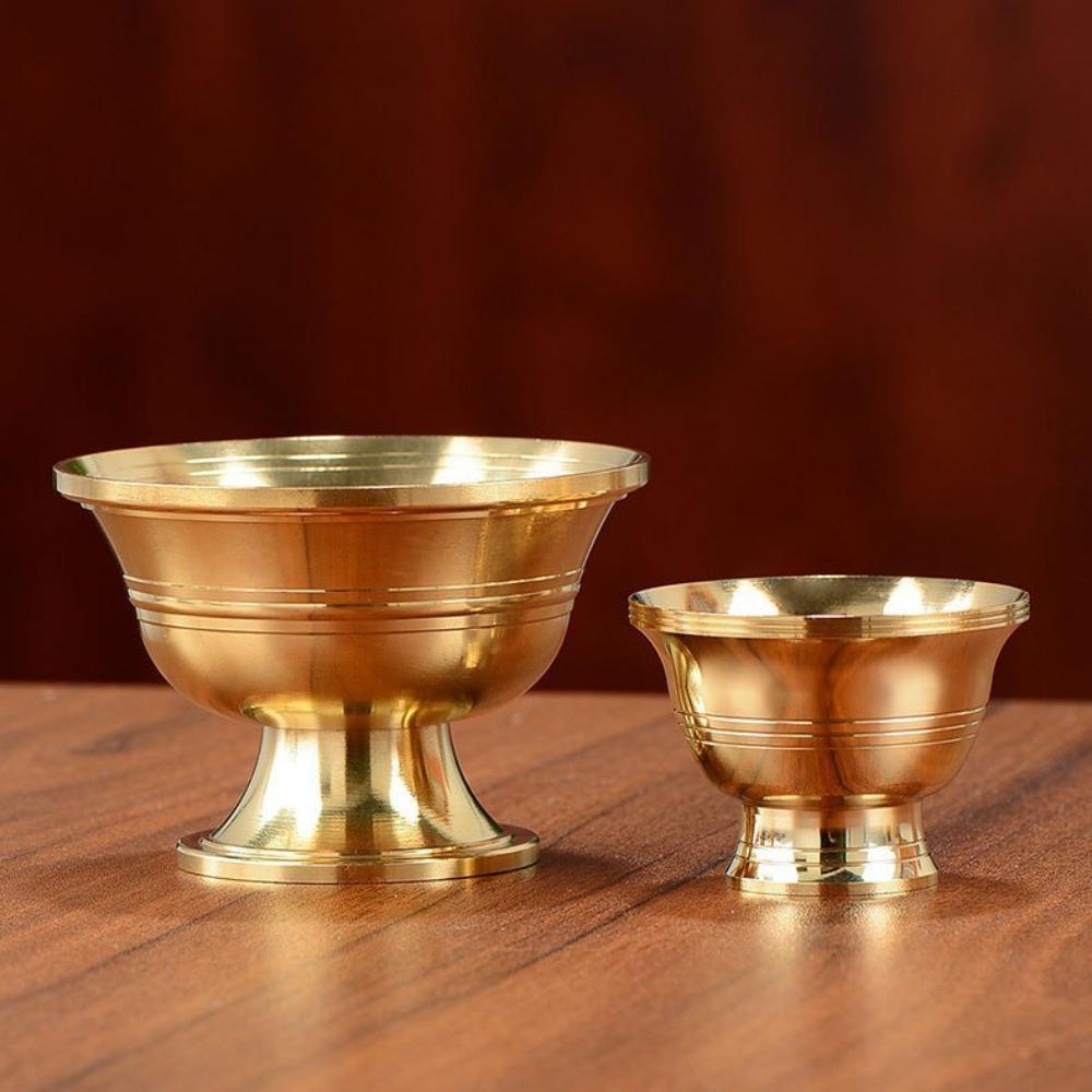 1Pc Golden Home Pure Copper Drinking Bowl Brass Auspicious Tibetan Holy Water Cup Tea Creative Decorative Buddhist Gift