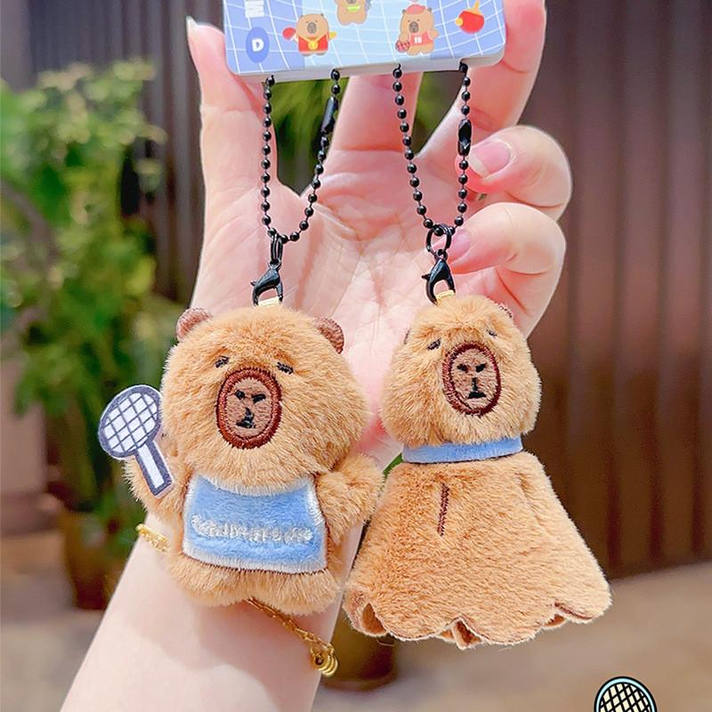 Capybara Plush Whimsical Family Basketball Keychain Set For Sports Gift Lovers