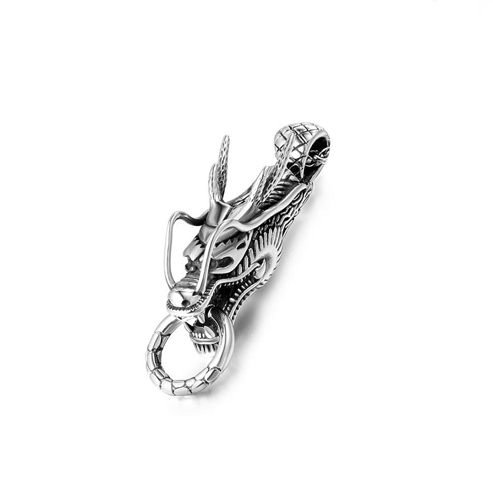 Punk Vintage Stainless Steel Dragon Head Pendant Necklaces for Man Silver Color  Animal Necklace Amulet Jewelry