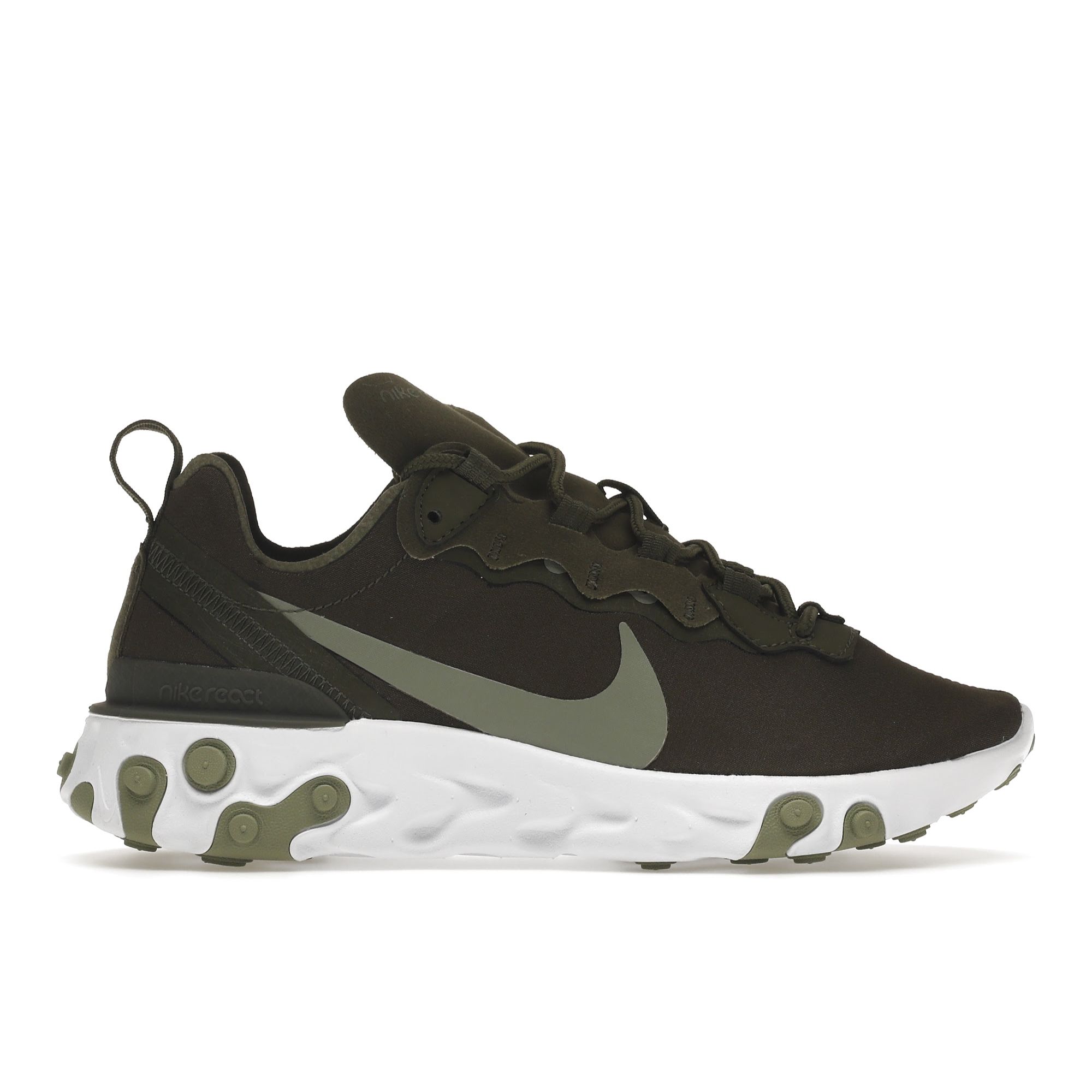 

Женские кроссовки Nike React Element 55 Cargo Khaki Green White Jade-Stone BQ2728-302