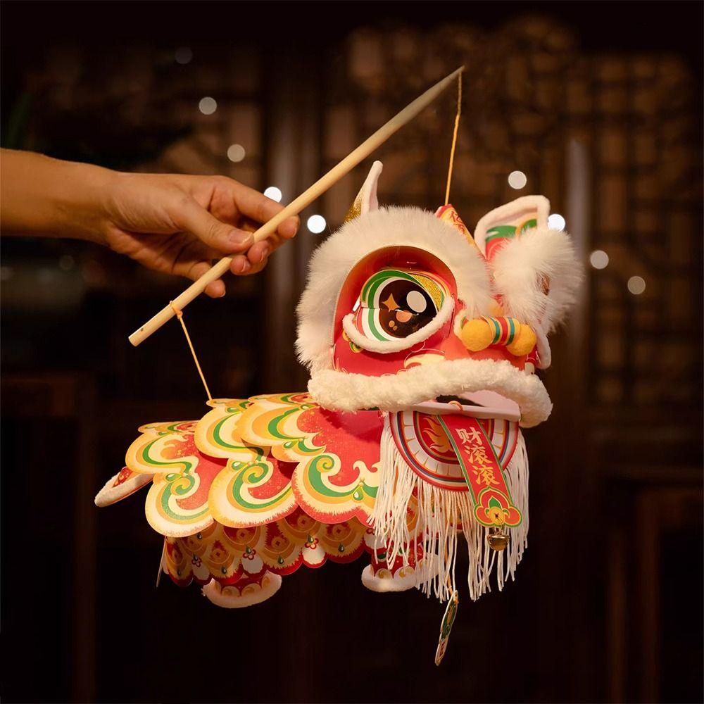 Ancient Lion Dance Lantern 2026 New Year Luminous Lantern Handmade Lantern Spring Festival