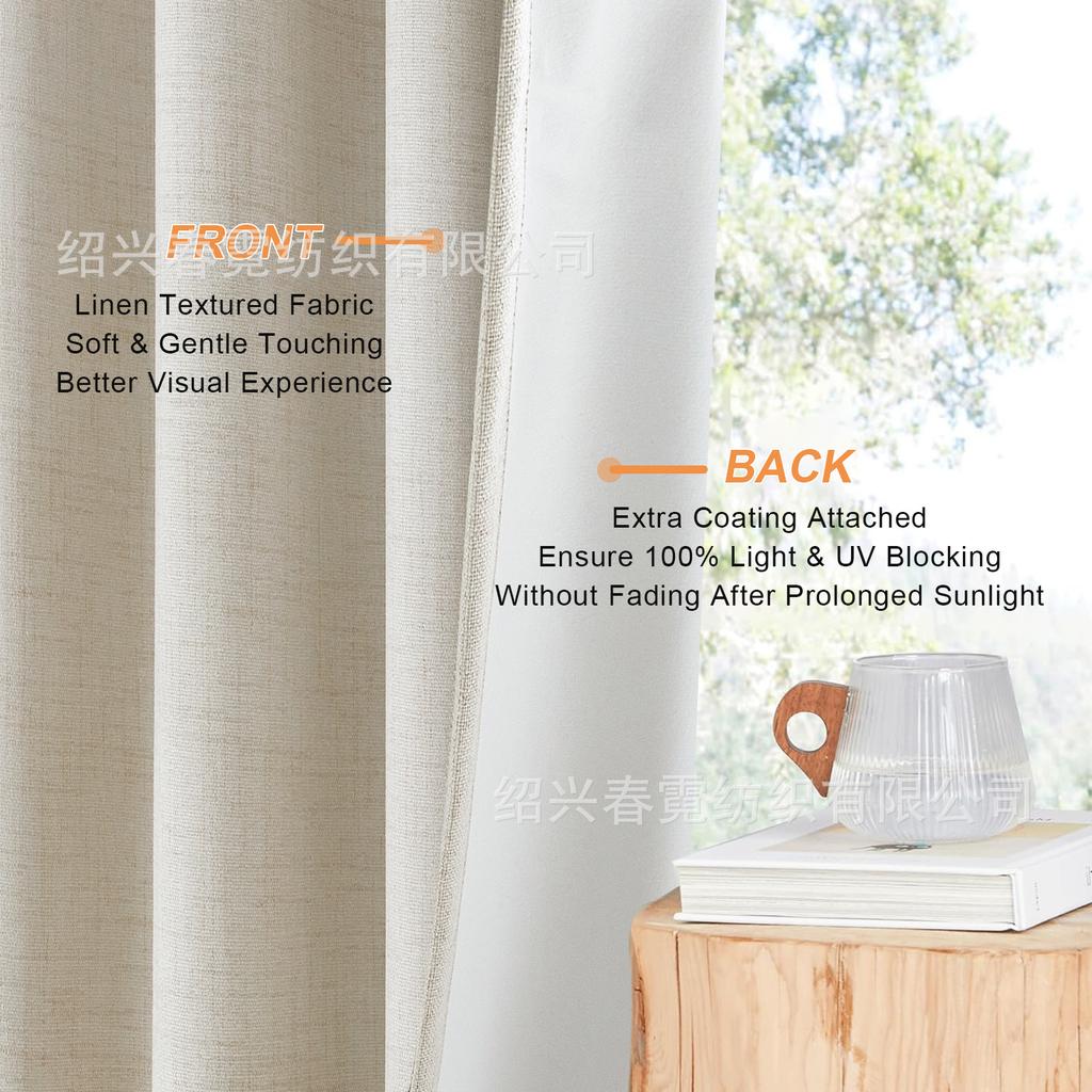 Natural Linen Full Blackout Curtain Indoor And Outdoor Partition Waterproof, Temperature Insulation And Noise Reduction Curtain Fabric