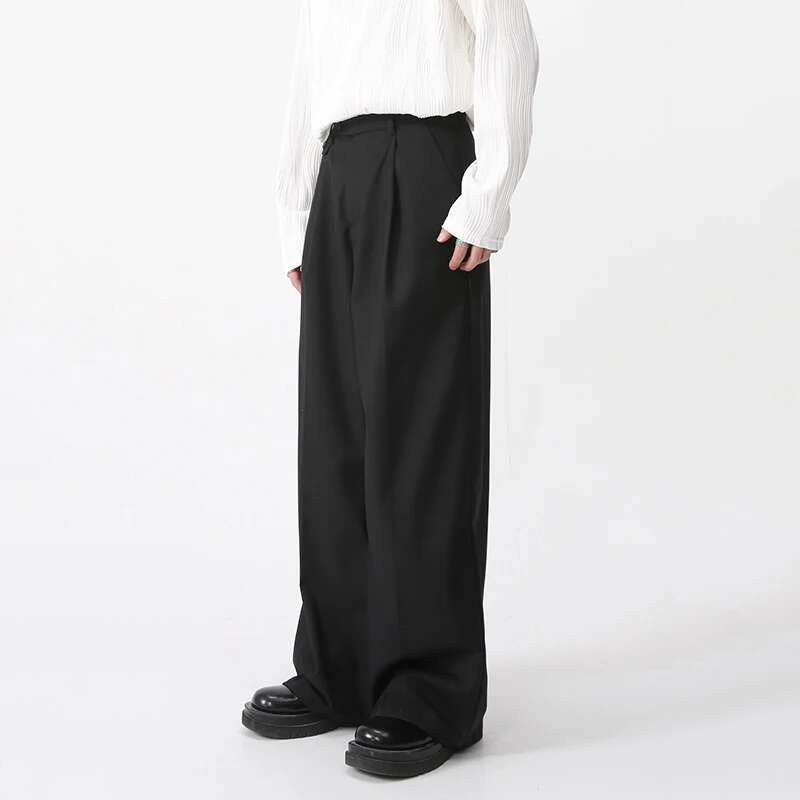 BeatStreet Men's Wear Spring New Suit Pants Loose Straight Korean Fashion Simple Solid Color Male Casual Trousers Wide Leg