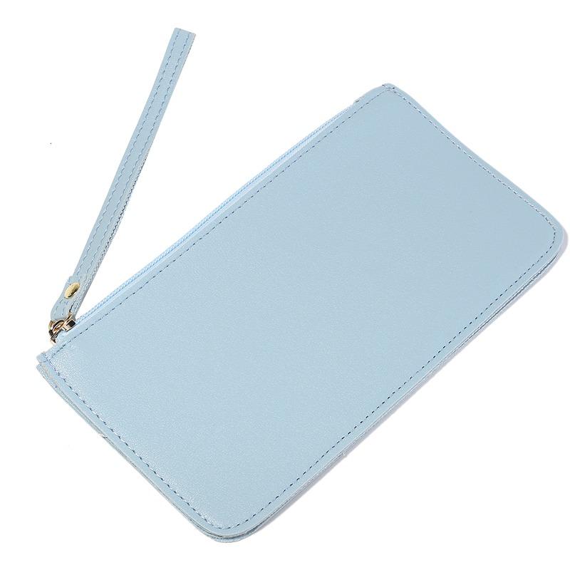 Women Vintage Long Wallet PU Leather Zipper Wallet Soild Color Large Capacity Card Holder Bag