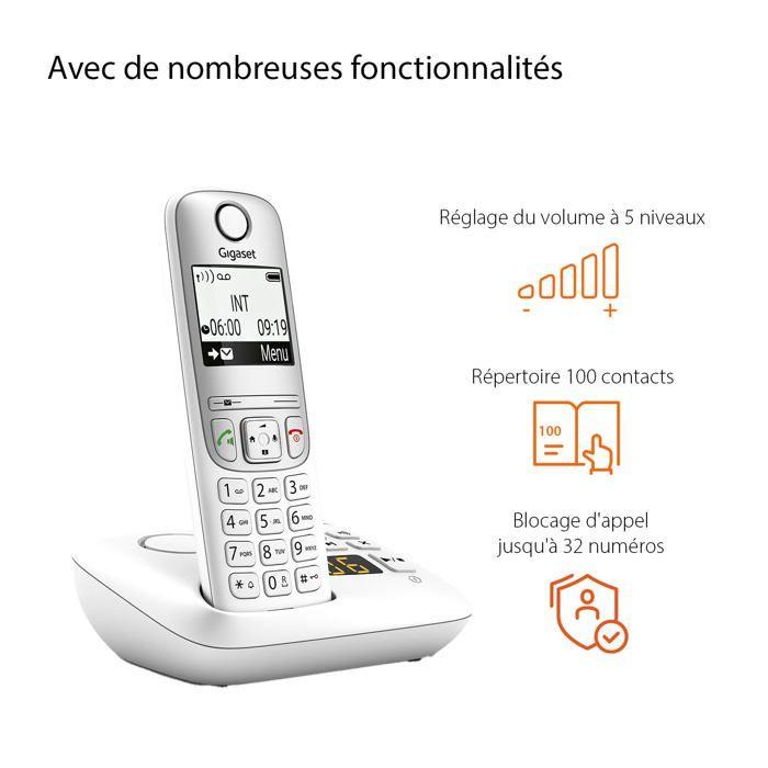 Pack téléphones - GIGASET - S30852-H2830-N152 - Écran rétroéclairé 34x37 mm - Blocage d'appels 32 numéros - Mains‑libres HD