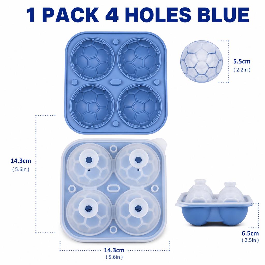 3D Soccer Ball Silicone Ice Cube Maker Tray 9-Cavity Football Ice Sphere Mold For Party Whiskey Cocktails Beverages Ice Trays