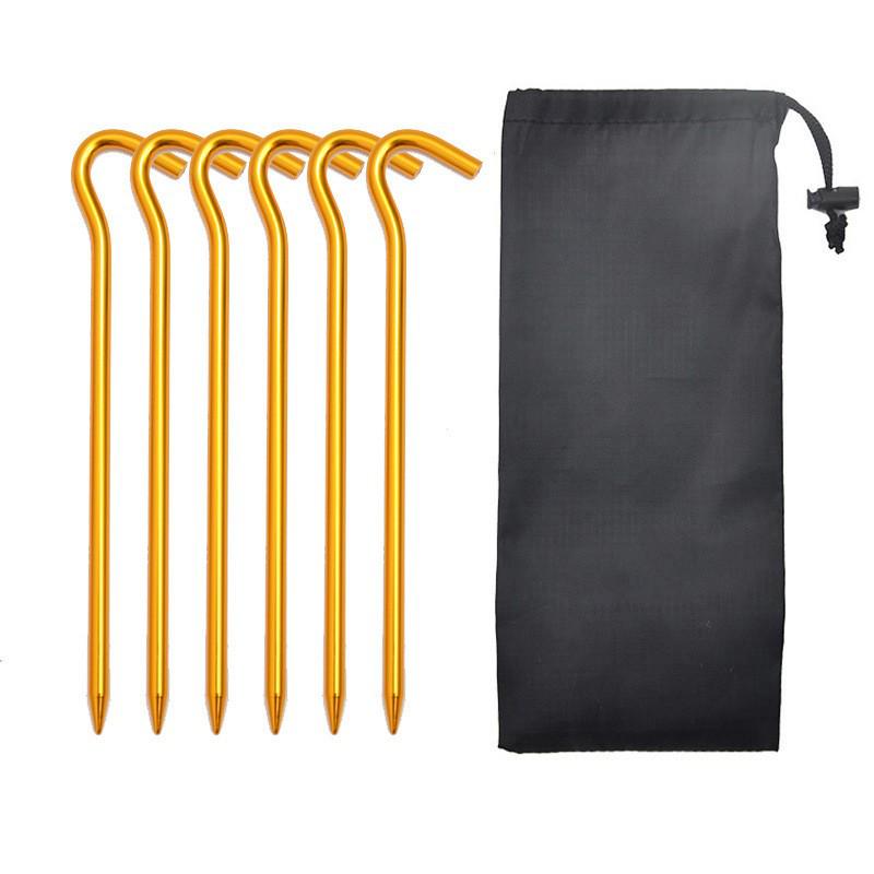 Aluminum Alloy Camping Tent Stakes with Hammer & Windproof Rope Set