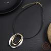 Irregular Hollow Oval Alloy Pendant, Women's High Sense Geometric Oval Steel Wire Necklace