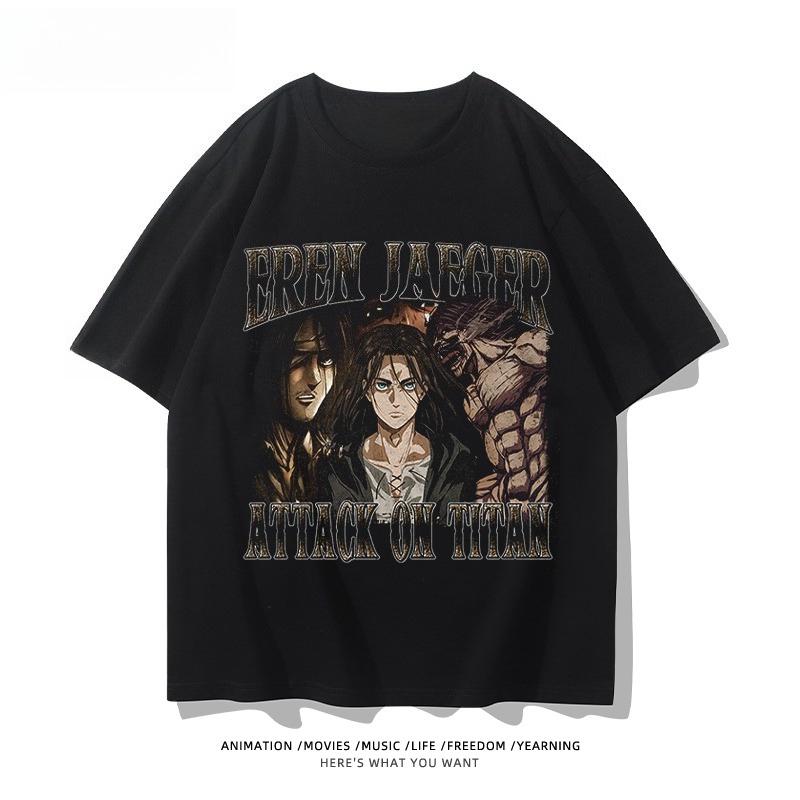 Attack On Titan Animation Derivatives Wings of Liberty Printed Short Sleeve T-shirt Women's Fashion Loose Cotton Unisex Top